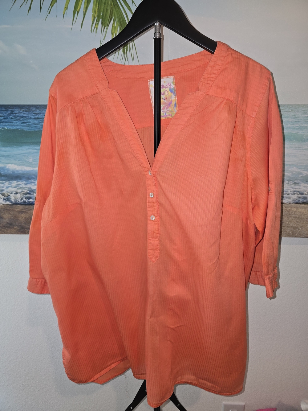 Avenue Coral V-Neck Pullover Get AwayTunic Size 22/24